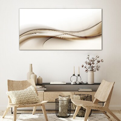 Delicate waves in shades of beige Glass Wall Art