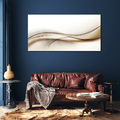 Delicate waves in shades of beige Glass Wall Art