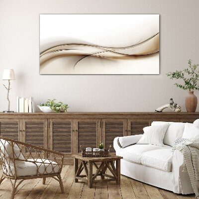 Delicate waves in shades of beige Glass Wall Art