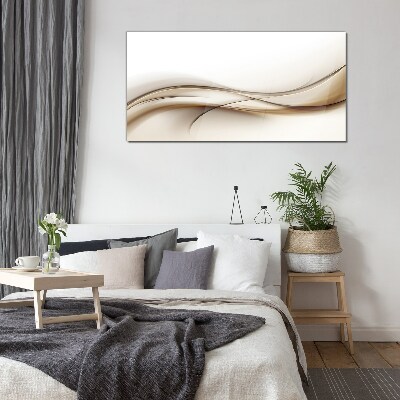 Delicate waves in shades of beige Glass Wall Art