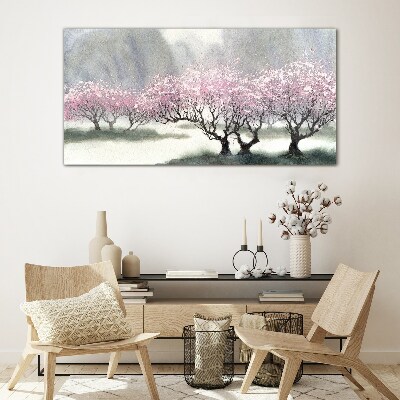 Spring blooming Glass Wall Art