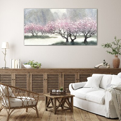 Spring blooming Glass Wall Art