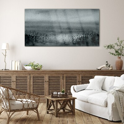 Gray-rocky misty landscape Glass Wall Art