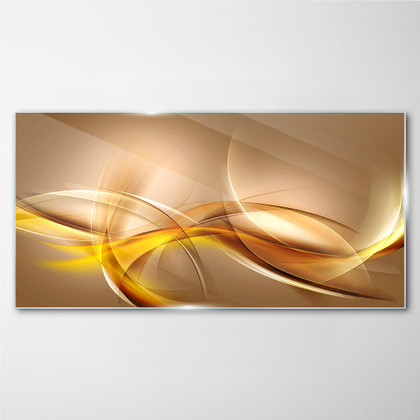 Golden waves of abstraction Glass Wall Art