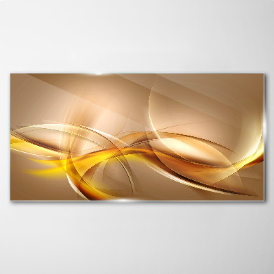 Golden waves of abstraction Glass Wall Art