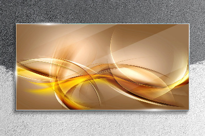 Golden waves of abstraction Glass Wall Art