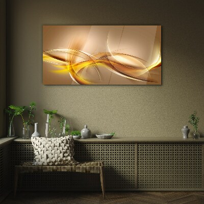 Golden waves of abstraction Glass Wall Art