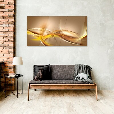 Golden waves of abstraction Glass Wall Art