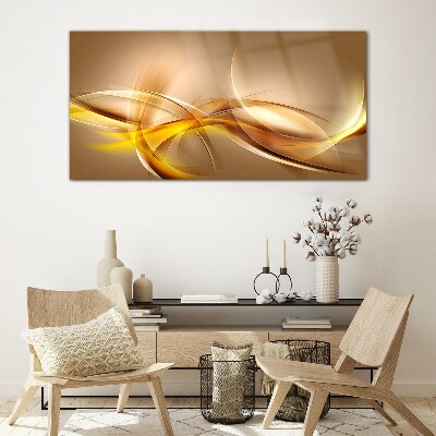 Golden waves of abstraction Glass Wall Art
