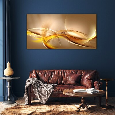 Golden waves of abstraction Glass Wall Art