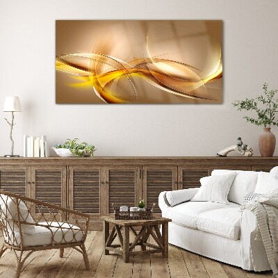 Golden waves of abstraction Glass Wall Art
