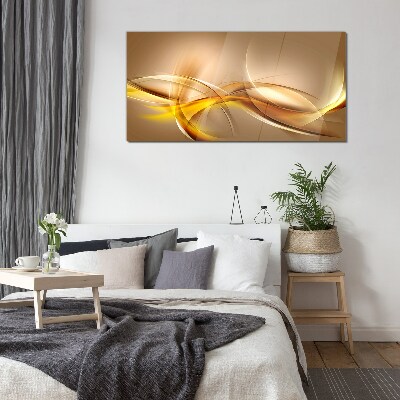 Golden waves of abstraction Glass Wall Art