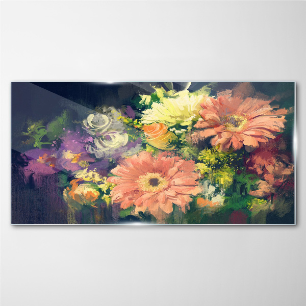 Floral explosion of colors Glass Wall Art