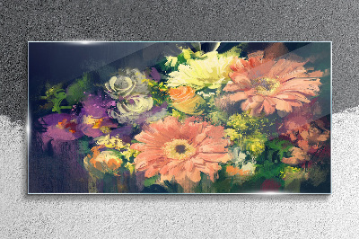 Floral explosion of colors Glass Wall Art