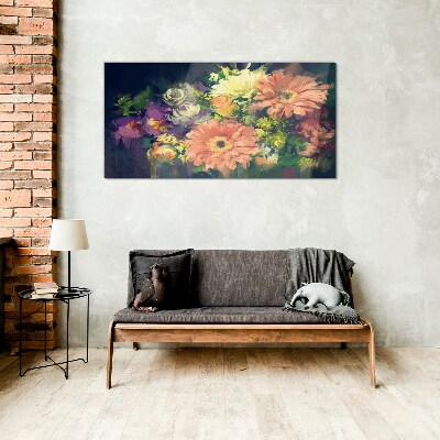 Floral explosion of colors Glass Wall Art