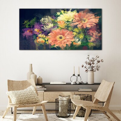 Floral explosion of colors Glass Wall Art