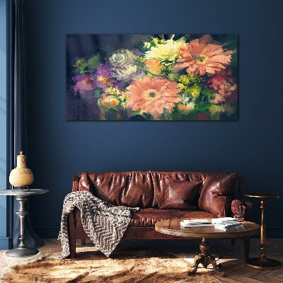 Floral explosion of colors Glass Wall Art