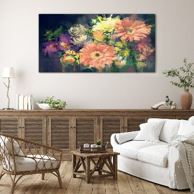Floral explosion of colors Glass Wall Art