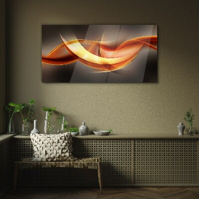 Dynamic waves of warm colors Glass Wall Art