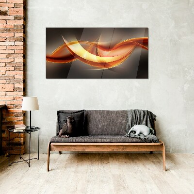 Dynamic waves of warm colors Glass Wall Art