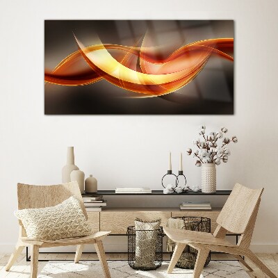 Dynamic waves of warm colors Glass Wall Art