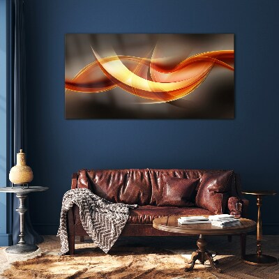 Dynamic waves of warm colors Glass Wall Art