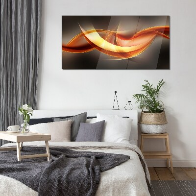 Dynamic waves of warm colors Glass Wall Art