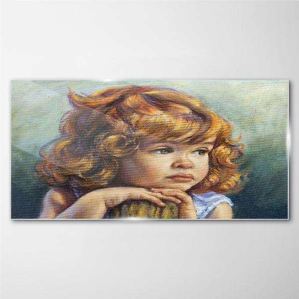 A thoughtful girl with red hair Glass Wall Art