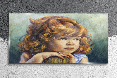 A thoughtful girl with red hair Glass Wall Art