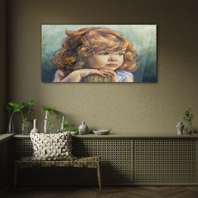 A thoughtful girl with red hair Glass Wall Art