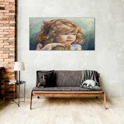 A thoughtful girl with red hair Glass Wall Art