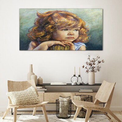 A thoughtful girl with red hair Glass Wall Art