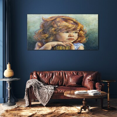 A thoughtful girl with red hair Glass Wall Art