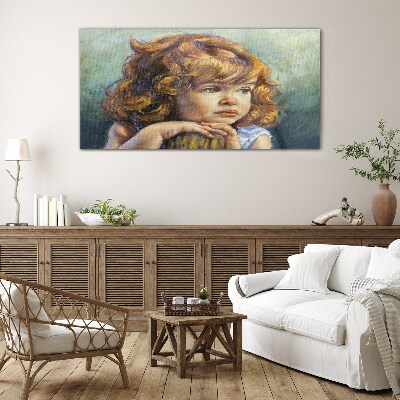 A thoughtful girl with red hair Glass Wall Art