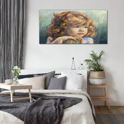 A thoughtful girl with red hair Glass Wall Art