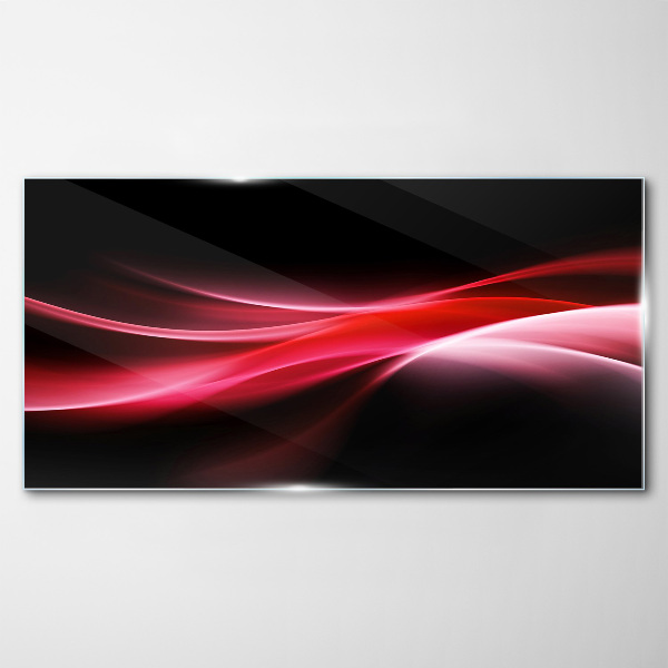 Dynamic waves of red and black Glass Wall Art