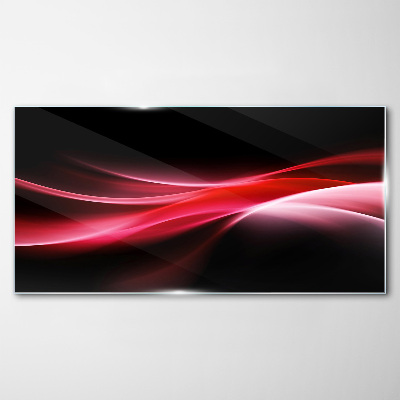 Dynamic waves of red and black Glass Wall Art