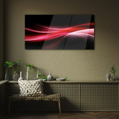Dynamic waves of red and black Glass Wall Art