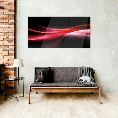 Dynamic waves of red and black Glass Wall Art