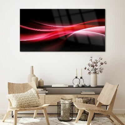 Dynamic waves of red and black Glass Wall Art