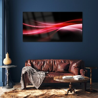 Dynamic waves of red and black Glass Wall Art