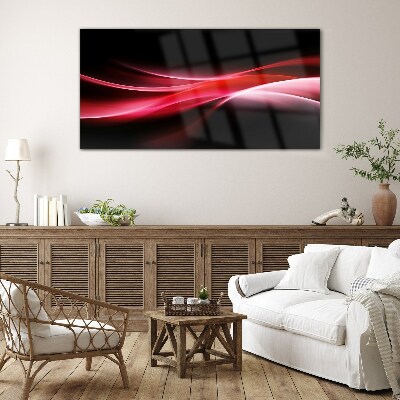 Dynamic waves of red and black Glass Wall Art