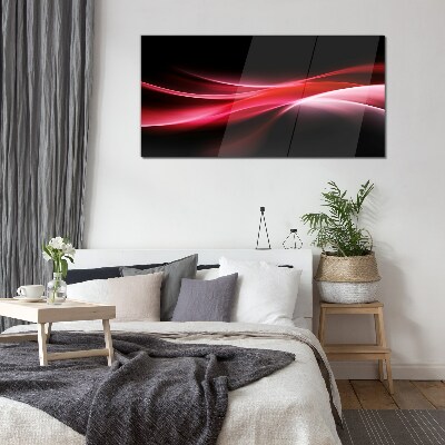 Dynamic waves of red and black Glass Wall Art