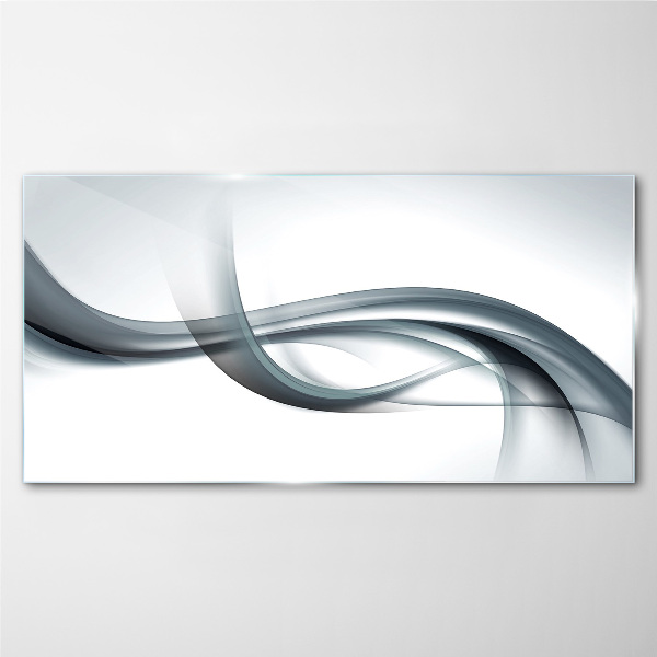 Waves in shades of gray Glass Wall Art