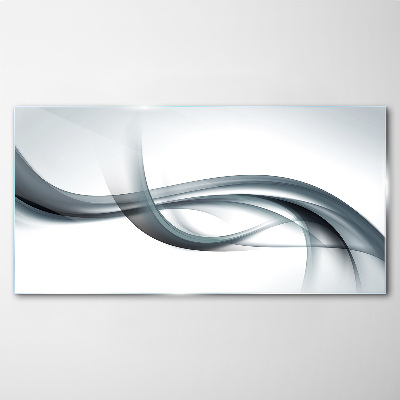 Waves in shades of gray Glass Wall Art