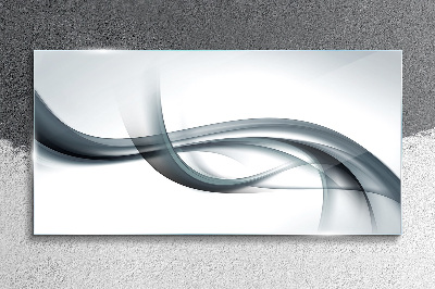 Waves in shades of gray Glass Wall Art