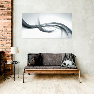Waves in shades of gray Glass Wall Art