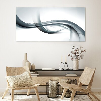 Waves in shades of gray Glass Wall Art