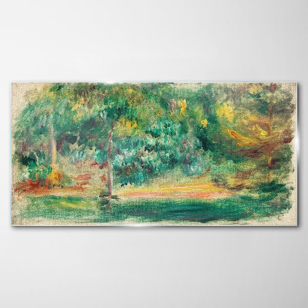 Green landscape in summer light Glass Print
