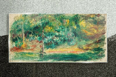 Green landscape in summer light Glass Print